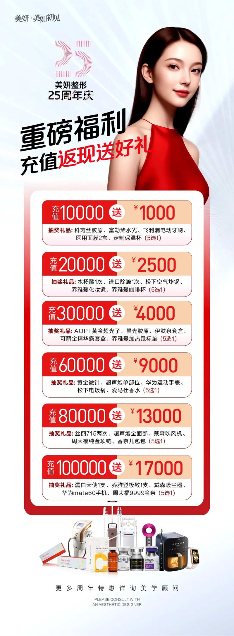 医美周年庆充值返现海报-采灵感-cailinggan.com