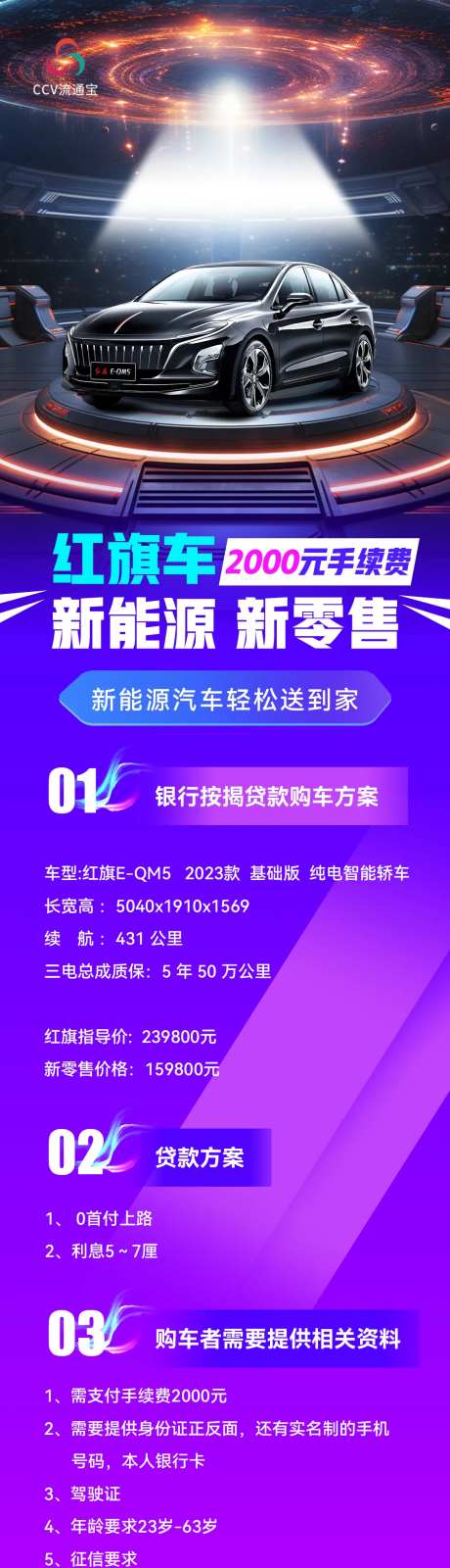科技感宇宙风汽车利益点宣传长图海报-采灵感-https://www.cailinggan.com/