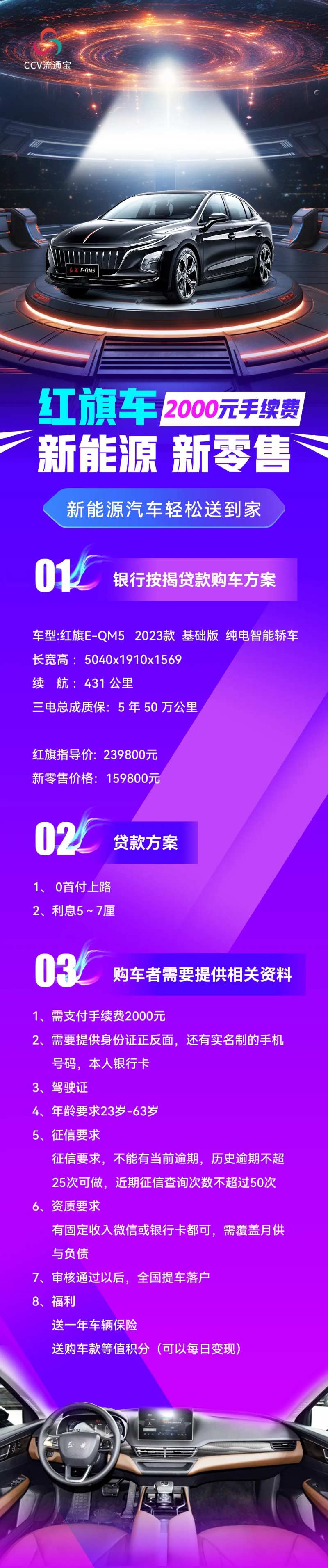 科技感宇宙风汽车利益点宣传长图海报-采灵感-cailinggan.com