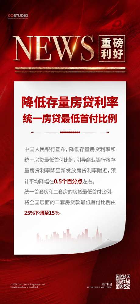 地产利好政策快讯系列海报-采灵感-https://www.cailinggan.com/